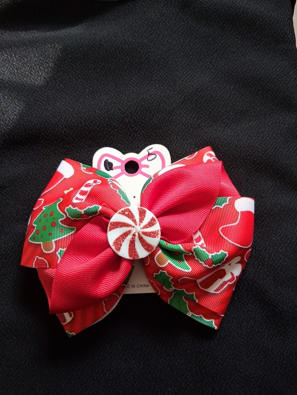 Festive Red Christmas Bow Hair Clip